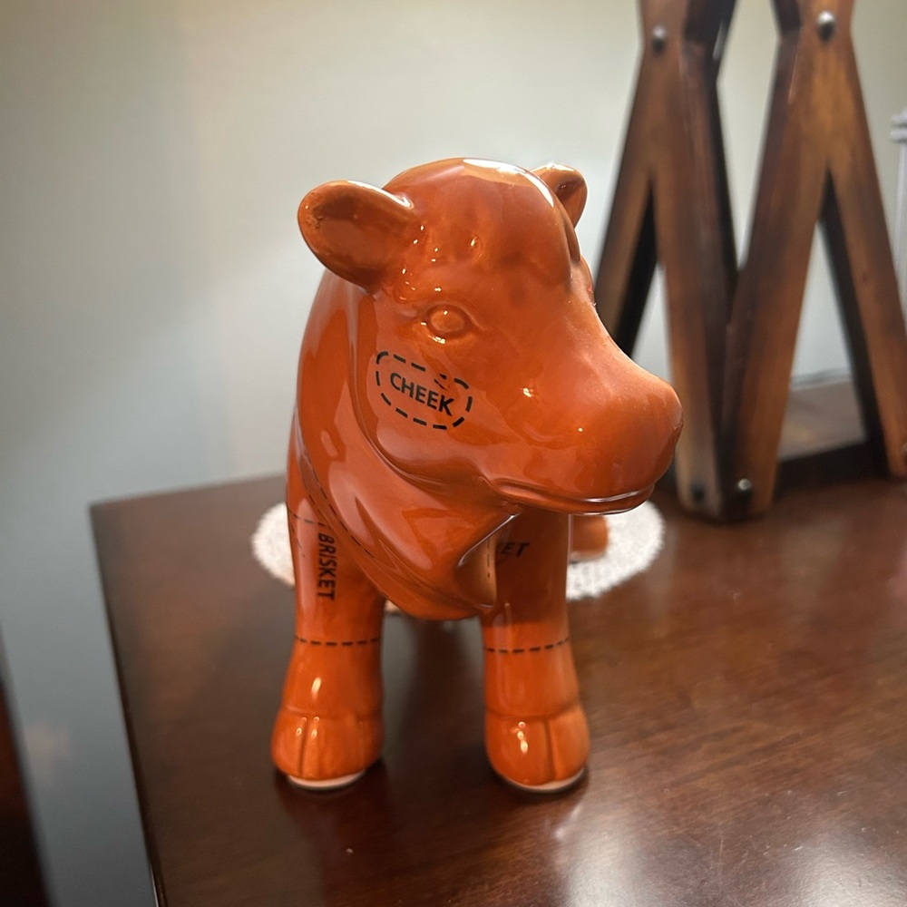 Light brown Ceramic Steer with Beef Cuts Figurine - Picture 3 of 6